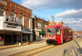Media Theatre marquee with the red SEPTA trolley on State Street